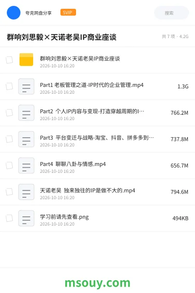 《群响刘思毅×天诺老吴IP商业座谈》AIGC网盘|学习资源网盘