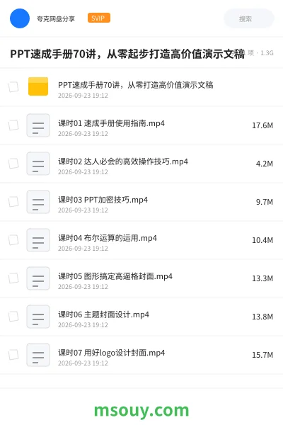 《PPT速成手册70讲,从零起步打造高价值演示文稿》教程学习资源封面