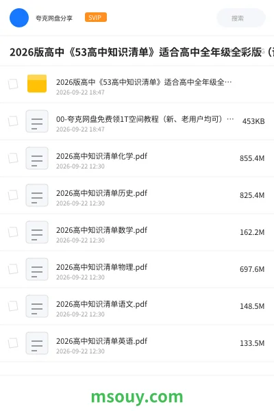 《2026版高中《53高中知识清单》适合高中全年级全彩版(语文数学英语物理化学历史)、》学习资源网盘|学习资源网盘