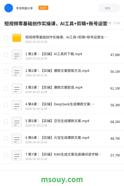 《短视频零基础创作实操课,AI工具+剪辑+账号运营》AIGC网盘|学习资源网盘