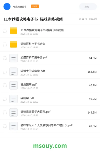 《11本养猫攻略电子书+猫咪训练视频》书刊学习资源封面