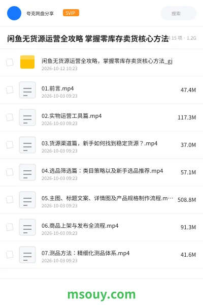 《闲鱼无货源运营全攻略 掌握零库存卖货核心方法》网赚学习资源封面