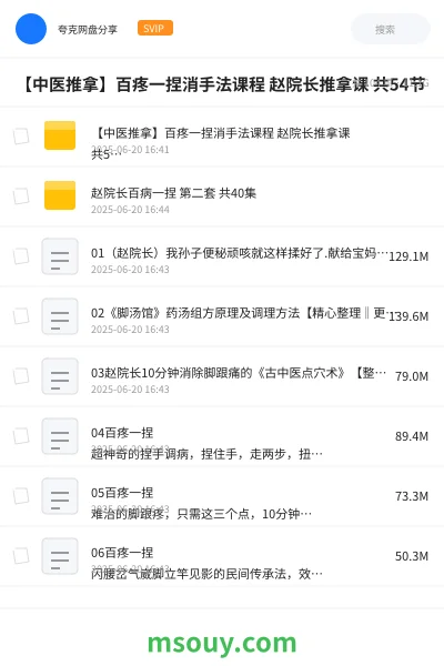 《【中医推拿】百疼一捏消手法课程 赵院长推拿课 共54节》医学学习资源封面