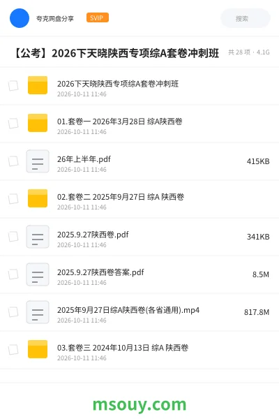 《2026下天晓陕西专项综A套卷冲刺班》公考学习资源封面