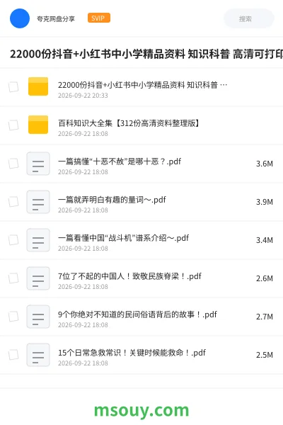 《22000份抖音+小红书中小学精品资料 知识科普 高清可打印》学习资源学习资源封面