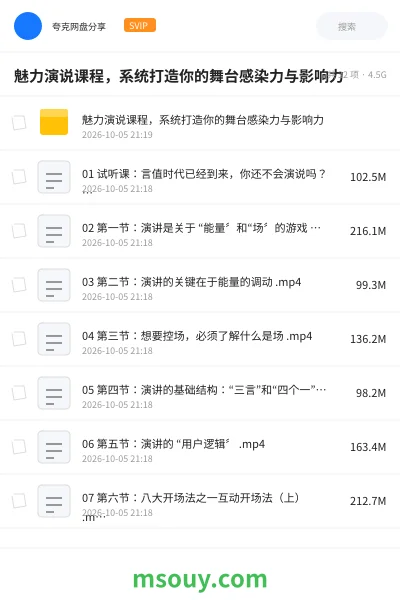 《魅力演说课程,系统打造你的舞台感染力与影响力》教程学习资源封面