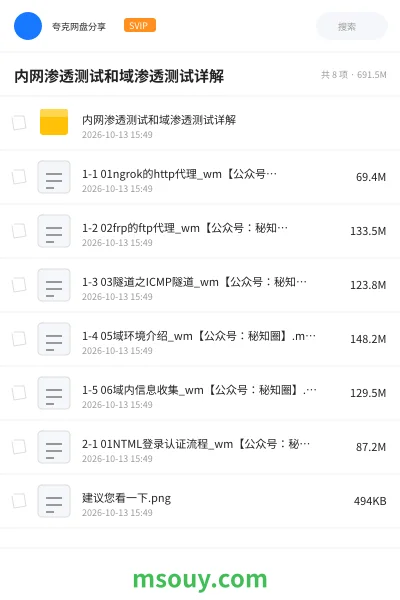 《内网渗透测试和域渗透测试详解》教程学习资源封面