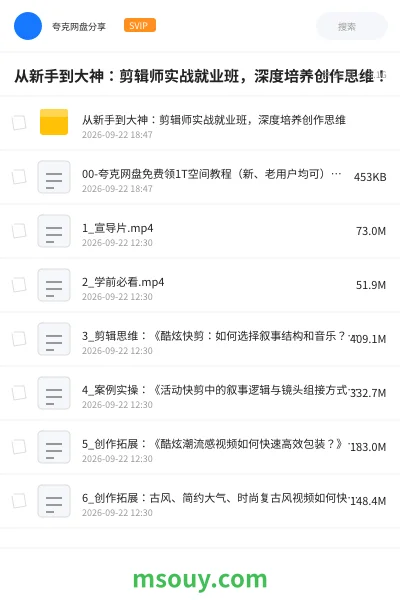 《从新手到大神:剪辑师实战就业班,深度培养创作思维!》教程网盘|学习资源网盘