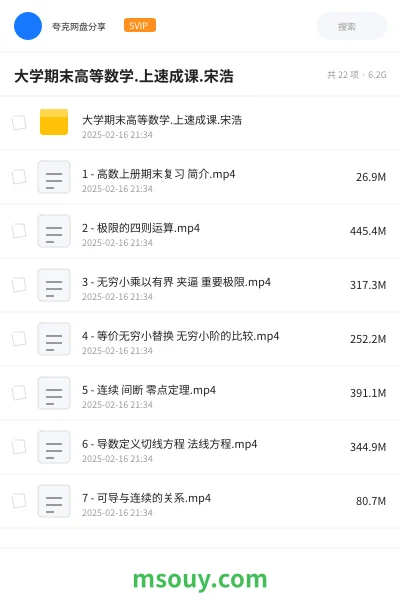 《大学期末高等数学.上速成课.宋浩》学习资源学习资源封面