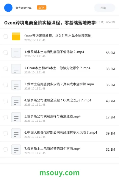 《Ozon跨境电商全阶实操课程,零基础落地教学》教程学习资源封面