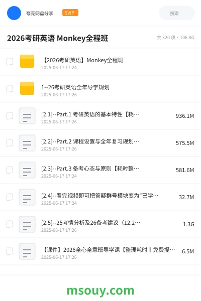 《2026考研英语 Monkey全程班》考研学习资源封面