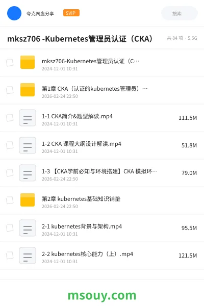 《mksz706 -Kubernetes管理员认证(CKA)》教程学习资源封面