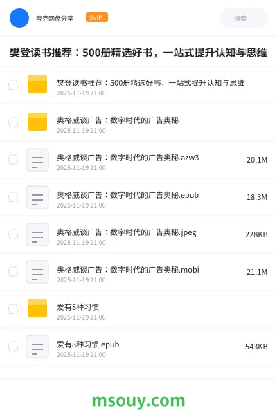 《樊登读书推荐:500册精选好书,一站式提升认知与思维》书刊学习资源封面