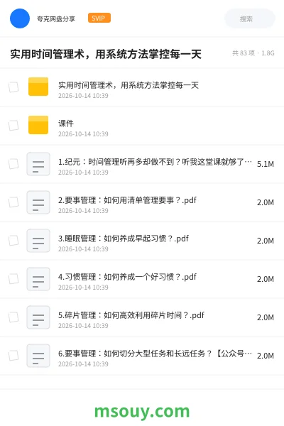 《实用时间管理术，用系统方法掌控每一天》教程网盘｜学习资源网盘