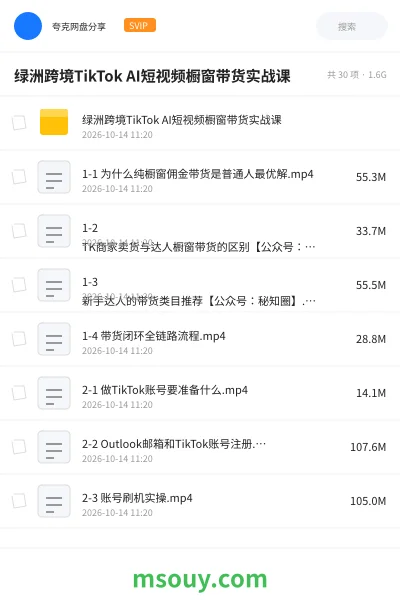 《绿洲跨境TikTok AI短视频橱窗带货实战课》AIGC学习资源封面