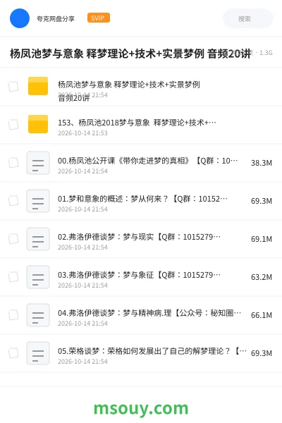 《杨凤池梦与意象 释梦理论+技术+实景梦例 音频20讲》教程网盘｜学习资源网盘