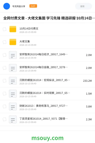 《全网付费文章 - 大佬文集圈 学习先锋 精选研报 10月14日更新》教程网盘|学习资源网盘