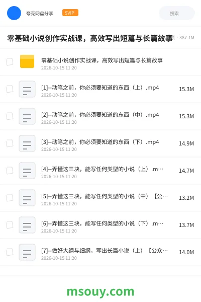 《零基础小说创作实战课,高效写出短篇与长篇故事》教程学习资源封面