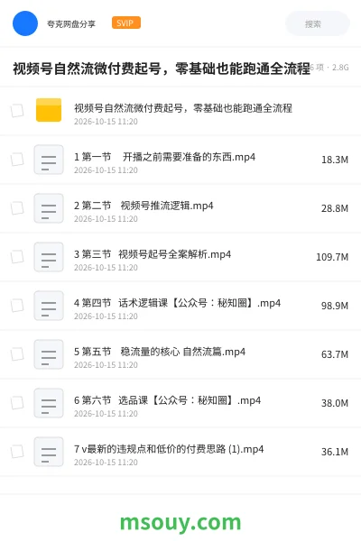 《视频号自然流微付费起号,零基础也能跑通全流程》AIGC网盘|学习资源网盘