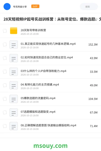 《28天短视频IP起号实战训练营:从账号定位、爆款选题、文案写作到人设打造、涨粉引流与商业变现》教程学习资源封面