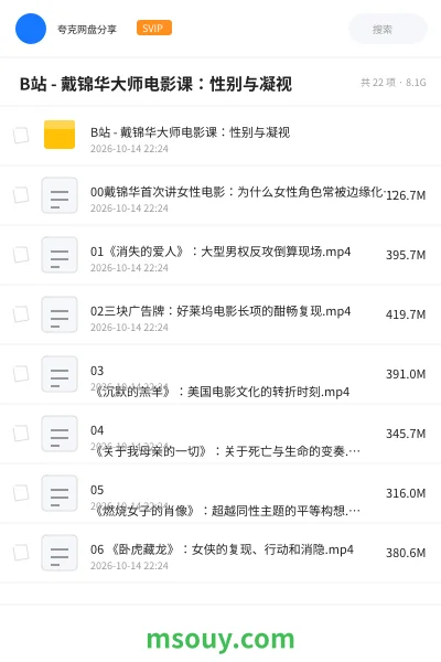 《🎬 B站 - 戴锦华大师电影课:性别与凝视》教程学习资源封面