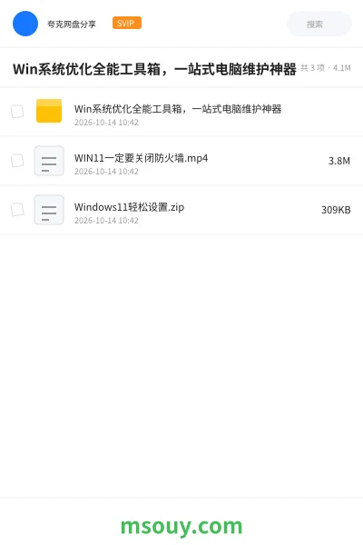 《Win系统优化全能工具箱,一站式电脑维护神器》软件网盘|学习资源网盘