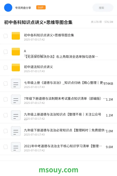《初中各科知识点讲义+思维导图合集》学习资源学习资源封面