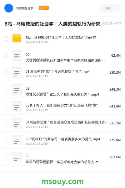 《📺B站 - 马皑教授的社会学:人类的越轨行为研究》教程学习资源封面