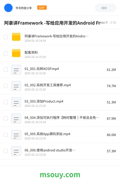 《阿豪讲Framework -写给应用开发的Android Framework教程》教程学习资源封面