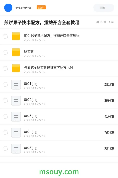 《煎饼果子技术配方,摆摊开店全套教程》教程学习资源封面