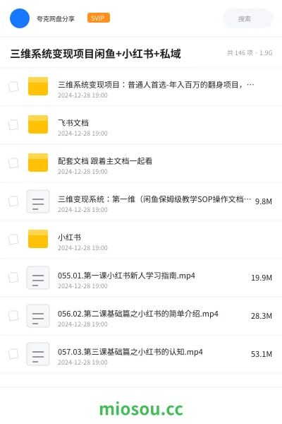 《三维系统变现项目：普通人首选-年入百万的翻身项目，闲鱼+小红书+私域》网赚网盘｜学习资源网盘