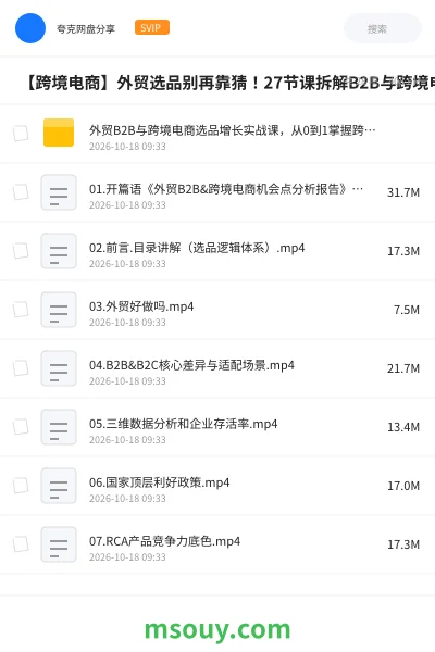 《🚢 【跨境电商】外贸选品别再靠猜!27节课拆解B2B与跨境电商,从市场分析到落地实操》教程学习资源封面