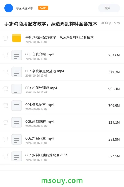 《手撕鸡商用配方教学,从选鸡到拌料全套技术》教程学习资源封面