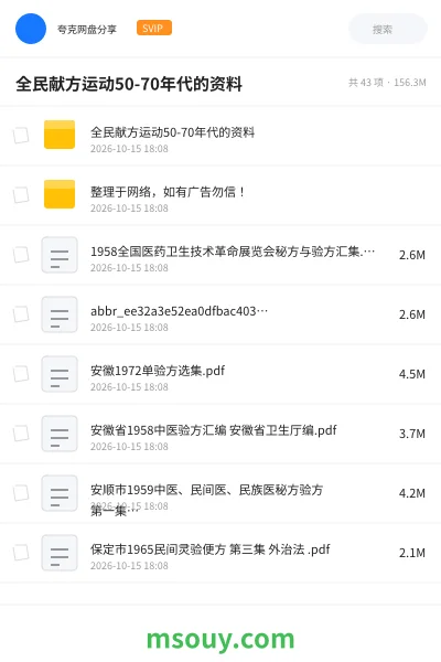 《全民献方运动50-70年代的资料》医学学习资源封面