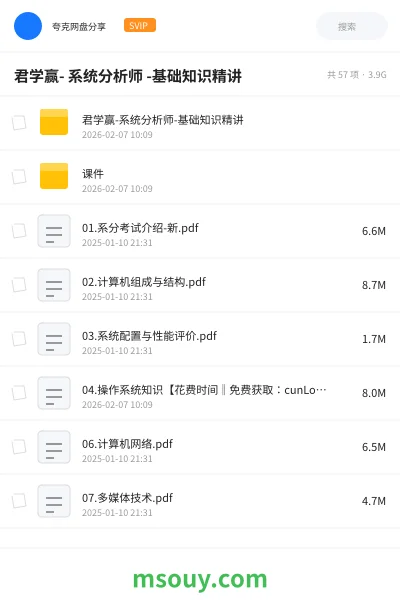 《君学赢- 系统分析师 -基础知识精讲》职业资格学习资源封面
