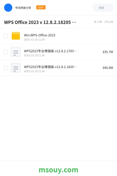 《WPS Office 2023 v 12.8.2.18205 免激活、去水印、优化专业增强版》软件学习资源封面