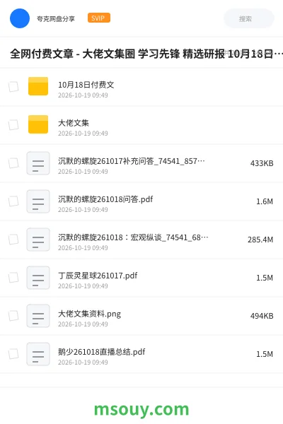 《全网付费文章 - 大佬文集圈 学习先锋 精选研报 10月18日更新》教程学习资源封面