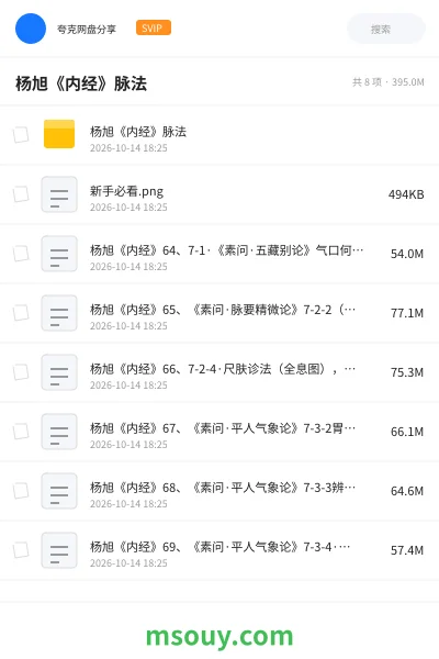 《杨旭《内经》脉法》医学学习资源封面