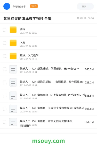 《某鱼购买的游泳教学视频 合集》教程学习资源封面