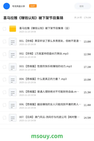 《喜马拉雅《赚钱认知》被下架节目集锦》教程学习资源封面