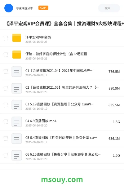 《《泽平宏观VIP会员课》全套合集|投资理财5大板块课程+12场直播+音频资料》教程学习资源封面
