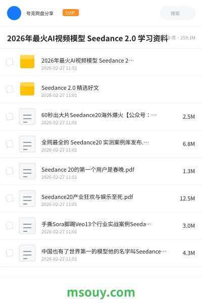 《🔥2026年最火AI视频模型 Seedance 2.0 学习资料》AIGC学习资源封面