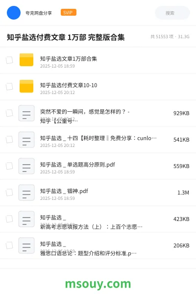 《知乎盐选付费文章 1万部 完整版合集》书刊网盘｜学习资源网盘