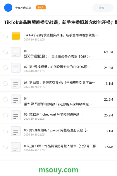 《TikTok饰品跨境直播实战课,新手主播照着念就能开播,跑通海外饰品从获客到成交收款的完整闭环》AIGC学习资源封面