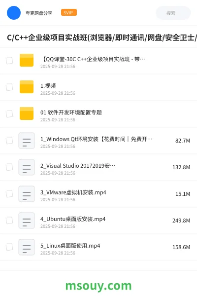 《C/C++企业级项目实战班(浏览器/即时通讯/网盘/安全卫士/播放器)》编程学习资源封面