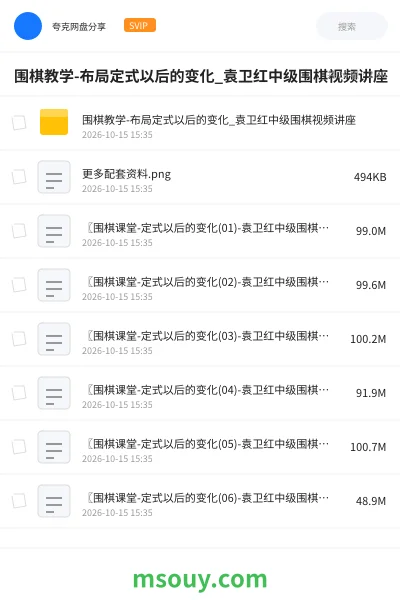 《围棋教学-布局定式以后的变化_袁卫红中级围棋视频讲座》教程学习资源封面