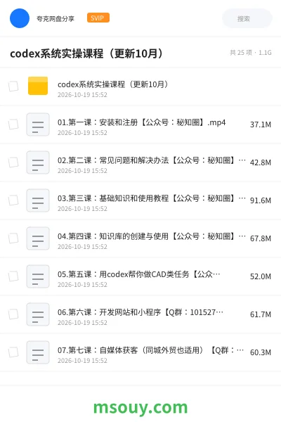 《codex系统实操课程(更新10月)》AIGC学习资源封面