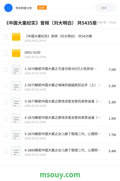 《《中国大案纪实》音频(刘大明白) 共5435章》纪录片学习资源封面
