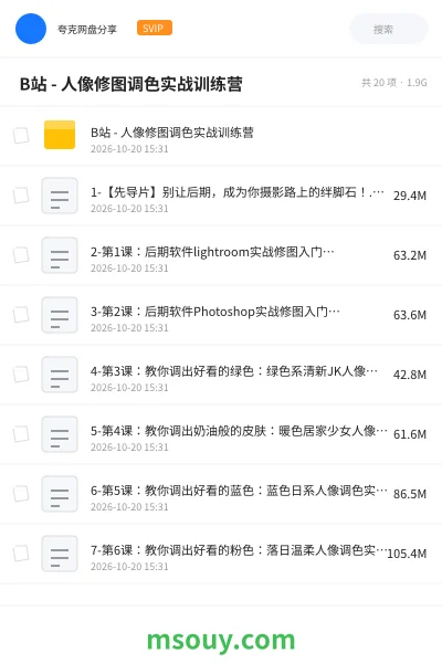 《🎨 B站 - 人像修图调色实战训练营》教程学习资源封面