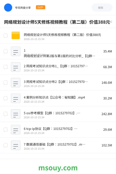 《网络规划设计师5天修炼视频教程(第二版)价值388元》职业资格学习资源封面